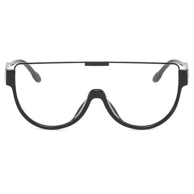 bullabulling Sunglasses Women Oversized One Piece Frame UV400 Sun Glasses Trendy Retro Shades Wrap Around Shield Goggles (black/clear lens)