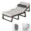 Folding Bed with Mattress, Foldable Camping Cot for Adults Portable Guest Beds with 4 Adjustable Positions for Home Office Indoor Outdoor Camp Beach Vacation(190 * 68 * 28cm)