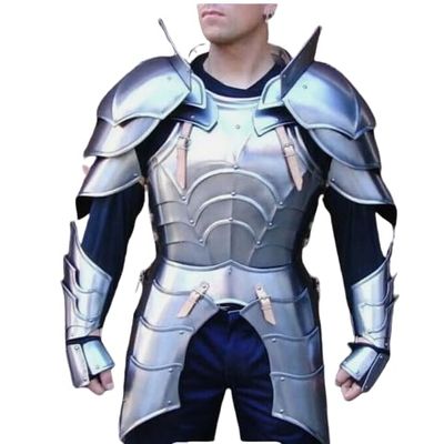 NineFit Basics Medieval Handmade Solid Steel Half Body Plated Armor, Standard, Silver