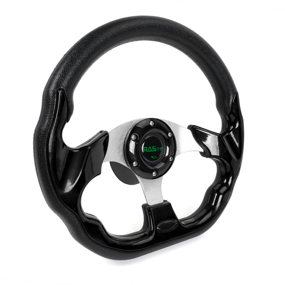 RASTP Boat Steering Wheel with 3/4 Axle Marine Steering Wheel Adapter for Most Marine boats,Vessels,Yachts,Pontoons Boat (Style A- Black)