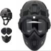 HISTOEG Airsoft Helmet and Face Mask, Airsoft Full Face Mask, Color Bullet PJ quick Helmet with Detachable and Adjustable Goggles, Front NVG Bracket and Side Rails, Medium, transparent view 1