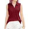 Womens Polo Tank Tops Summer Casual Loose V Neck Sleeveless Shirts Collared Work Tops Business Dressy Blouses (Red,Small) view 1