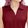 Womens Polo Tank Tops Summer Casual Loose V Neck Sleeveless Shirts Collared Work Tops Business Dressy Blouses (Red,Small) view 2