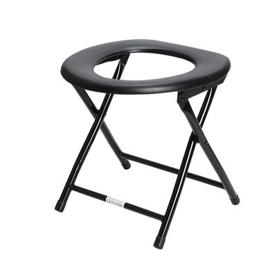 DYINGZL Portable Toilet Seat, Stainless Steel Emergency Toilet, Folding Camping Toilet Seat, Convenient for Camping, Traveling and Emergencies, 29.5*33.5*40cm, Black