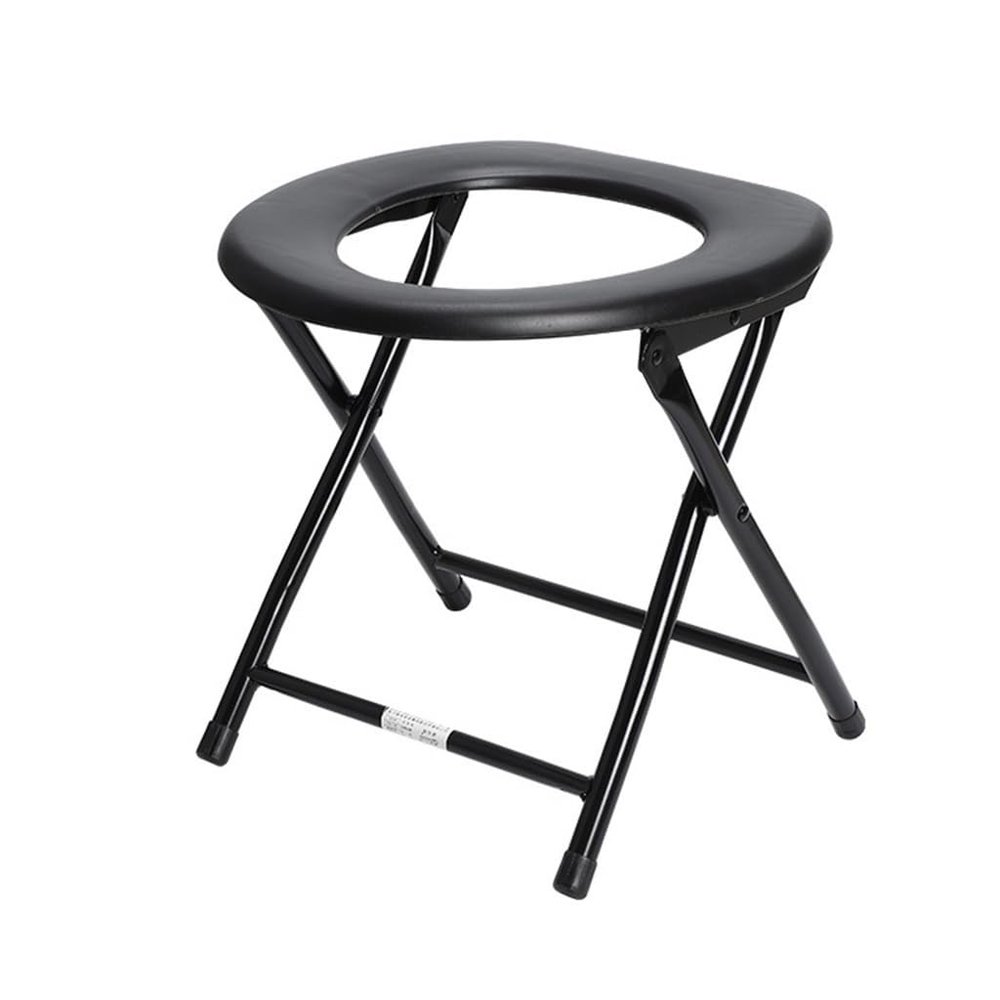 DYINGZL Portable Toilet Seat, Stainless Steel Emergency Toilet, Folding Camping Toilet Seat, Convenient for Camping, Traveling and Emergencies, 29.5*33.5*40cm, Black