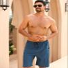 APTRO 2 in 1 Men's Swim Trunks 9" with Zipper Pockets Bathing Suit Built-in Board Shorts Swimwear Long Shorts Solid Dark Blue 2X view 3