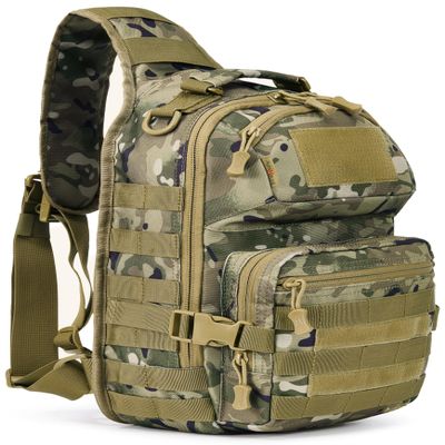AMHEH 15L Tactical Sling Bag Hidden Back Pocket, 1050D, MOLLE, Fits 12" Laptop for Everyday Carry & Day Trips (Camo)