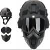 HISTOEG Airsoft Helmet and Face Mask, Airsoft Full Face Mask, Color Bullet PJ quick Helmet with Detachable and Adjustable Goggles, Front NVG Bracket and Side Rails, Medium, Black view 1