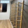 TREEYX 9 Tiers Wall Mount Yoga Mat Holder, Wooden Foam Roller Rack for Gym Studio Office Home (9 Layers 156Cm/61.4) view 3