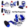 PROBEROS Conventional Reel Trolling Reels - Lever Drag Deep Sea Ocean Big Game Offshore Jigging Fishing Reels - Blue Silver (500, Right) view 4