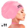 BRDLOCK Extra Large Swim Cap for Braids and Dreadlocks Swimming Cap for Women Long Hair Braids Dreads Locs Thick Curly Hair Waterproof Silicone Swim Caps Keep Your Hair Dry (Pink Cinnamon, X-Large) view 1