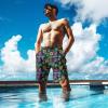 Tropical Flowers neon Mens Swim Trunks with Compression Liner Quick Dry Zipper Pocket Bathing Suit for Beach Summer Small view 3