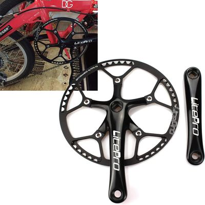 BESNIN Crankset 53T 56T 58T Single Speed Bike Crankset 170mm BCD Single Crankarms for Bicycle Square crankset Black (56T)