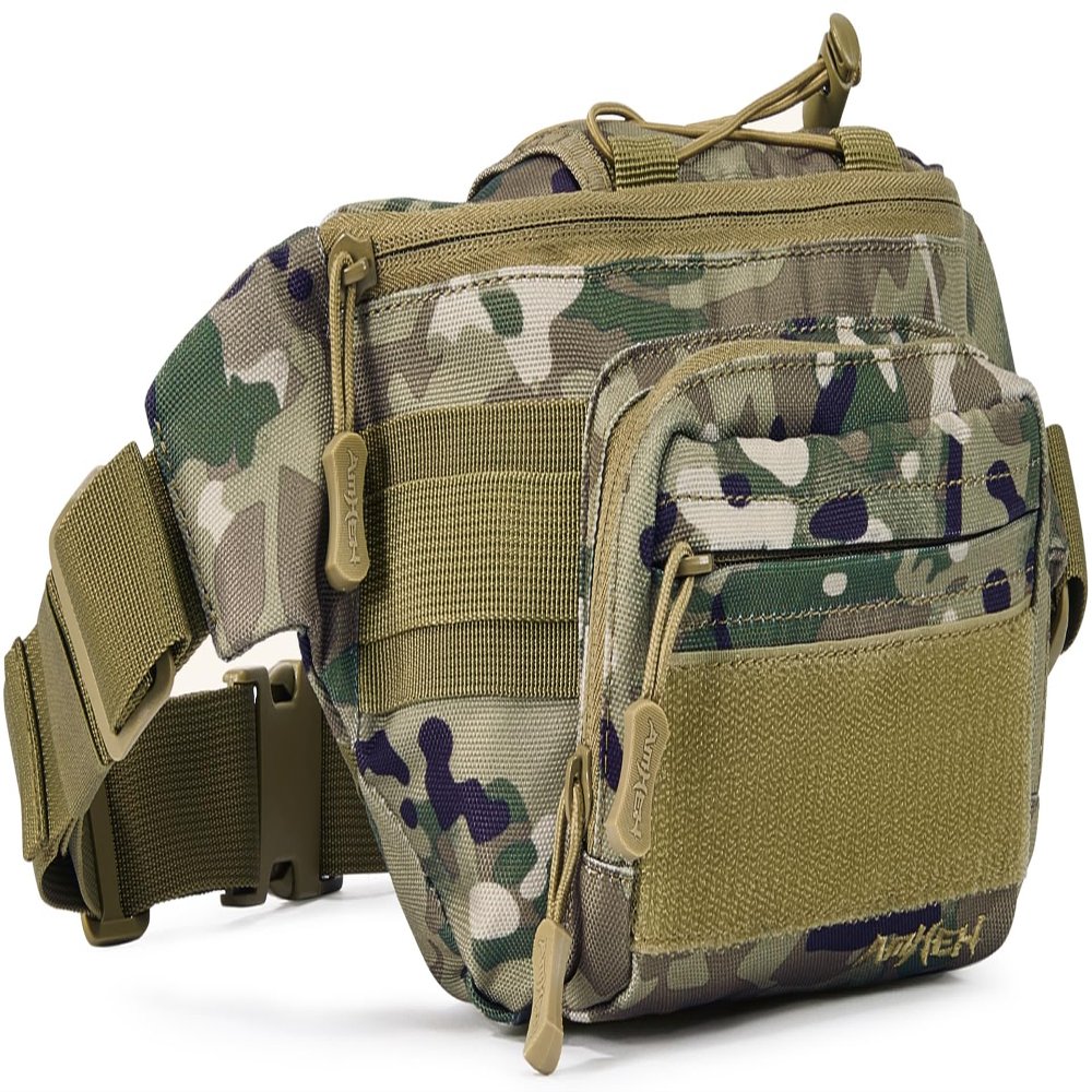 AMHEH 3.5L Tactical Fanny Pack for Men Crossbody Waist Bag for Everyday Carry & Weekend Travel, Fits 28"-50" Waists (Camo)