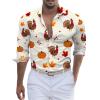 Turkey Shirts for Men Thanksgiving Day Mens Funny Shirt Long Sleeve Button Down Shirts Casual Shirt White view 1