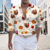 Turkey Shirts for Men Thanksgiving Day Mens Funny Shirt Long Sleeve Button Down Shirts Casual Shirt White view 2