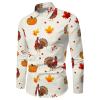 Turkey Shirts for Men Thanksgiving Day Mens Funny Shirt Long Sleeve Button Down Shirts Casual Shirt White view 3