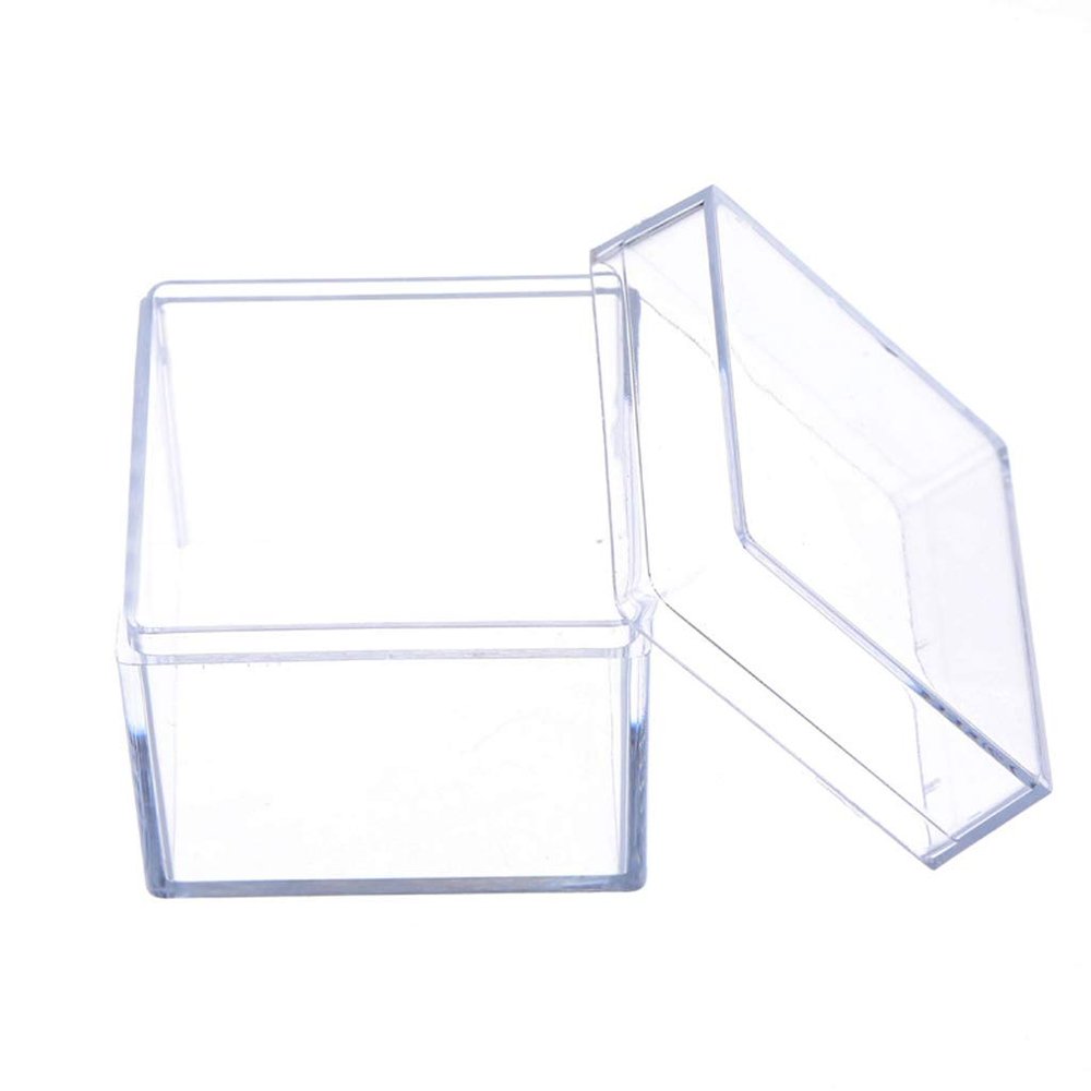 caralin Plastic Transparent Box Square Candy Box Acrylic 5 Sided Jewelry Display Storage Box for Case Square Cube Props Box, As Pic Shows