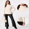 Allegra K Ribbed Sweater for Women's High Neck Long Sleeve Stretch Winter Knit Turtleneck Top X-Large Beige view 2