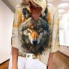BIVENANT 3/4 Length Sleeve Womens Tops Cat Tshirts Shirts for Women Petite Tops for Women 3/4 Sleeve Animal Print Tops for Women Plus Size Polyester Wolf Shirts Women's 3/4 Sleeve Summer Tops view 2