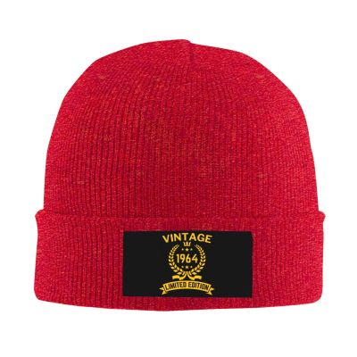 1964 60th Birthday Gifts for Women Men, Vintage 1964 Limited Edition Beanie Mrs Mr EST Knit Hat Warm Ski Winter Hat Red