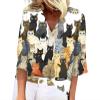 BIVENANT 3/4 Length Sleeve Womens Tops Cotton Boho Tops for Women 2024 Cat Hippie 3/4 Sleeve Tops for Women Summer Short Sleeve V Neck Cat Tops for Women 3/4 Sleeves view 1