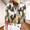 BIVENANT 3/4 Length Sleeve Womens Tops Cotton Boho Tops for Women 2024 Cat Hippie 3/4 Sleeve Tops for Women Summer Short Sleeve V Neck Cat Tops for Women 3/4 Sleeves view 2