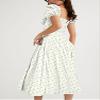 Summer Floral Milkmaid Dresses for Women Square Neck Puff Sleeve Split A-Line Boho Maxi Dress Casual Flowy Beach Long Sundresses, H, 3X-Large view 4