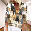 BIVENANT 3/4 Length Sleeve Womens Tops Plus Size Boho Tops for Women 2024 Cat Summer 3/4 Sleeve Tops for Women Summer Short Sleeve V-Neck Cotton Womens Animal Print Blouses and Tops view 2