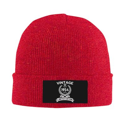 1954 70th Birthday Gifts for Women Men, Vintage 1954 Limited Edition Beanie Mrs Mr EST Knit Hat Warm Ski Winter Hat Red