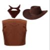 Manyakai Unisex Children Cowboys Cowgirls Outfits Sleeveless Waistcoat Tops with Bandana Hats for Stage Party Brown 8 Years view 4