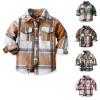Bbay Boys Girls and Toddlers' Flannel Shirt Long Sleeve Plaid Lapel Button Down Shirt Jacket Tops for (Blue, 5-6 Years) view 2