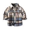 Bbay Boys Girls and Toddlers' Flannel Shirt Long Sleeve Plaid Lapel Button Down Shirt Jacket Tops for (Blue, 5-6 Years) view 3