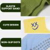 3/6 Pairs Cute Pilates Socks with Grips,Yoga Socks Barre Sock Non Slip Embroidery for Barre Ballet Workout (US, Numeric, 5, 9, Regular, Regular, 3Pairs-1Cream Yellow1Fluorescent Green1Baby Blue) view 4