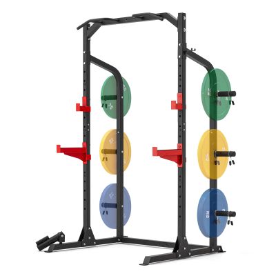 JOMEED Squat Rack Power Cage Multi-Functional Power Rack with Weight Plate Holders, Pull-Up Bars, J-Hooks, Spotter Arms and Olympic Bar Storage 1000LBS Capacity Black