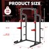JOMEED Squat Rack Power Cage Multi-Functional Power Rack with Weight Plate Holders, Pull-Up Bars, J-Hooks, Spotter Arms and Olympic Bar Storage 1000LBS Capacity Black view 2
