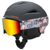 Odoland Ski Helmet, Snowboard Helmet with Ski Goggles for Adults and Youth, Audio Compatible, Shockproof, Windproof, Safety Snow Sports Helmet and Protective Glasses for Men Women, Black Orange, M view 1