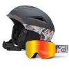Odoland Ski Helmet, Snowboard Helmet with Ski Goggles for Adults and Youth, Audio Compatible, Shockproof, Windproof, Safety Snow Sports Helmet and Protective Glasses for Men Women, Black Orange, M view 2