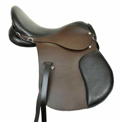 TZ INTERNATIONAL Leather English Saddle All Purpose English Close Contact Jumping Horse Riding Trail Show Horse Saddle (Brown & Black,19 Inch)