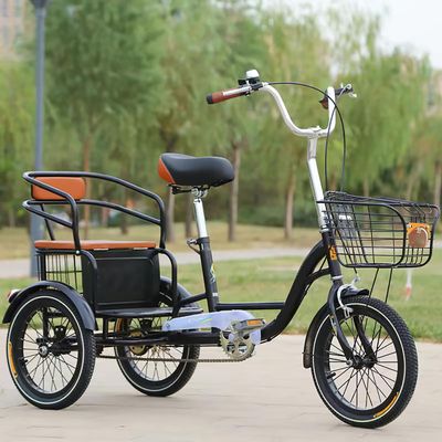 JIYIAN Black,16 inch, Adult Pedal Tricycle,Cruiser Trike 3 Wheel Bikes Cargo Basket and Comfortable Seat for Seniors, Women, Men/Children for Shopping Picnic Outdoor Sports