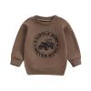 MoZiKQin Toddler Baby Boy Sweatshirt Tractor Print Crewneck Pullover Sweater Long Sleeve Shirt Fall Farm Clothes (Little Dirt Brown,12-18 Months) view 1