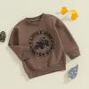 MoZiKQin Toddler Baby Boy Sweatshirt Tractor Print Crewneck Pullover Sweater Long Sleeve Shirt Fall Farm Clothes (Little Dirt Brown,12-18 Months) view 3