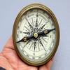 Vintage Brass Marine Compass with Robert Frost Ppoem on lid. Camping and Hiking Pocket Brass Compass view 1