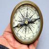 Vintage Brass Marine Compass with Robert Frost Ppoem on lid. Camping and Hiking Pocket Brass Compass view 3