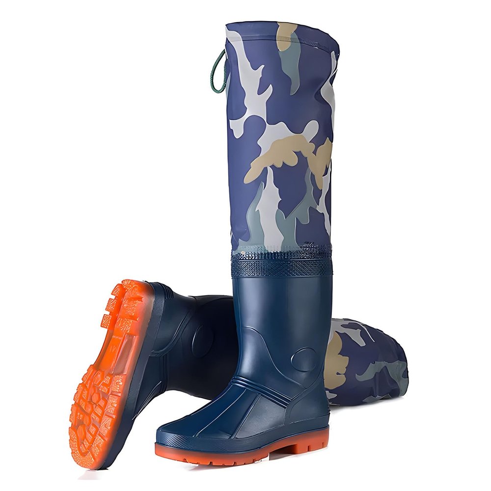 YXLYFDLY Hip Waders Blue Camo Hip Waders, Nylon Rubber Hip Boots Thick Oxford Sole, for Farming Gardening Lakes(6.5)
