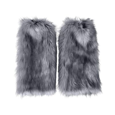 Hyuetrsa Womens Fur Leg Warmer, Faux Fur Leg Warmers, Fur Leg Warmer Winter Furry Long Boot for Wolf Costume Leg Warmers in Winter Halloween Christmas Parties, Grey