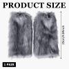 Hyuetrsa Womens Fur Leg Warmer, Faux Fur Leg Warmers, Fur Leg Warmer Winter Furry Long Boot for Wolf Costume Leg Warmers in Winter Halloween Christmas Parties, Grey view 4