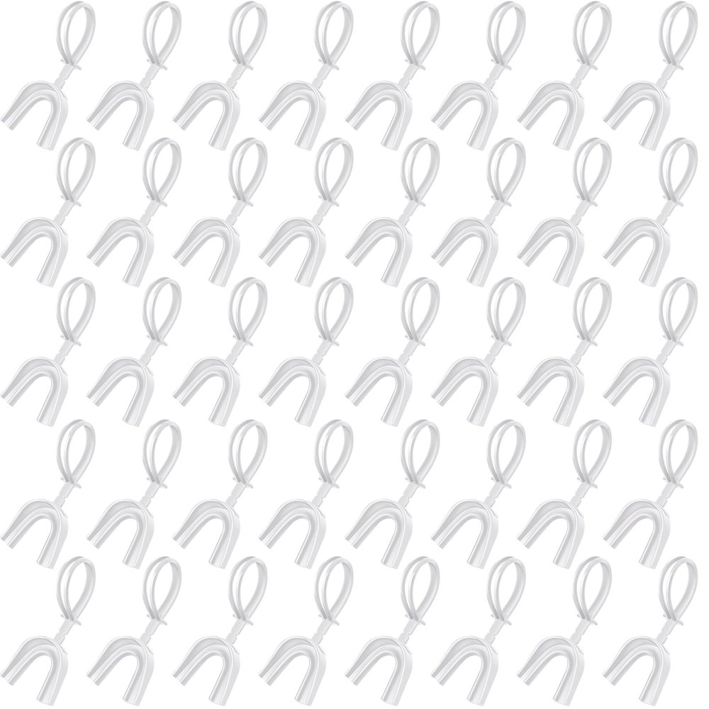 Copkim 50 Pcs Strapped Mouth Guard Bulk Not Boil Football Mouthguards with Strap, Soft Sport Mouthpiece Mouth Protector for Football Boxing Basketball Hockey Lacrosse Wrestling Rugby(White,Adults)