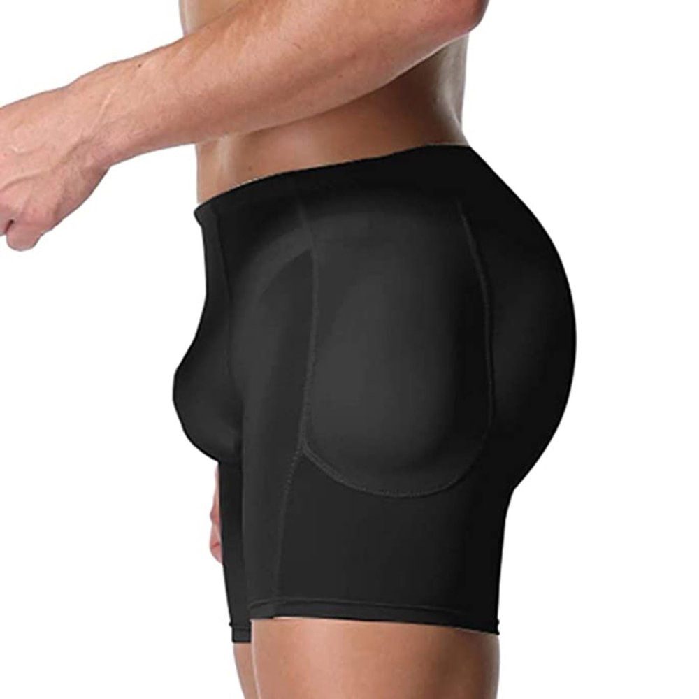 HUSILKY Men's Underwear Boxer Briefs Tummy Control Body Shaper Padded Enhancing Underwear Butt Lifter Shapewear(Black,4X-Large)