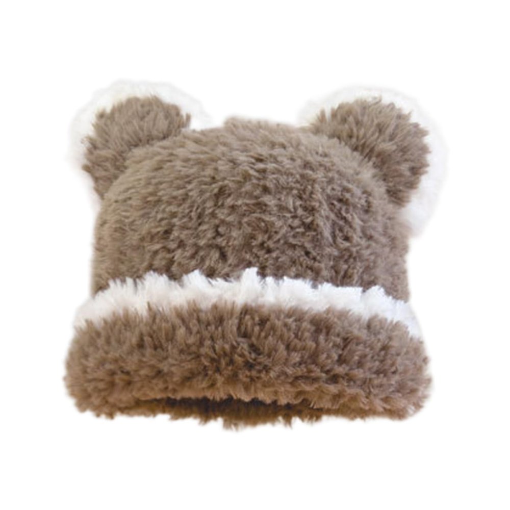 BWANGIAO Bear Hat Oversized Warm Bonnet New Year Photo Props Thick Winter Hat Adults Children Furry Bear Ears Y2K Girls, dark khaki, Approx.56-58cm/22.05-22.83in
